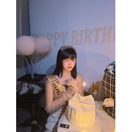 Guqqeuc Birthday Crown Sash for Girls & Women - Pink Rhinestone Tiara & Sash Set - Perfect for 16th, 21st, 18th Birthday Parties - Adjustable Size