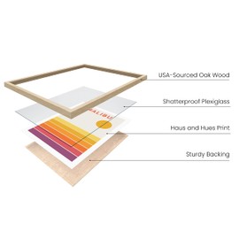 HAUS AND HUES Vintage California Travel Wall Art - Geometric orange print, bringing a retro and travel-inspired touch to your room decor (Beige Frame, 12x16)