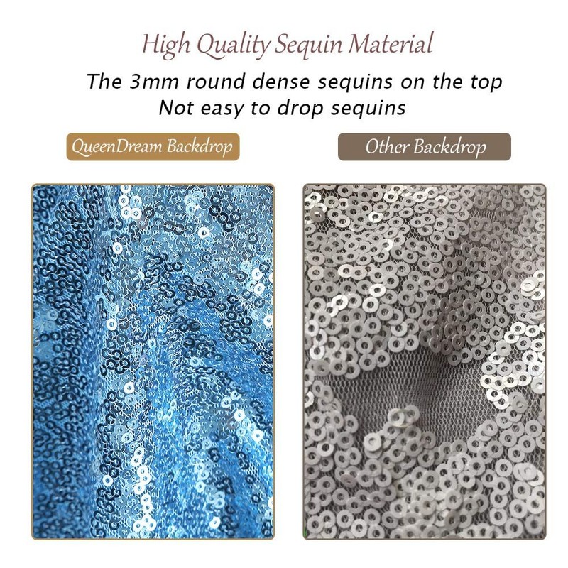 Baby Blue Sequin Backdrop Curtain 8ft x 8ft Sequin Glitter