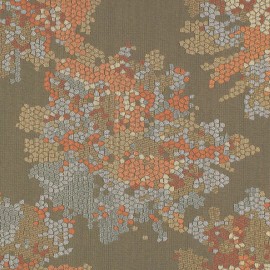 HBF Textiles Digital Bloom Joy orange , tan & Taupe  Modern Upholstery Fabric