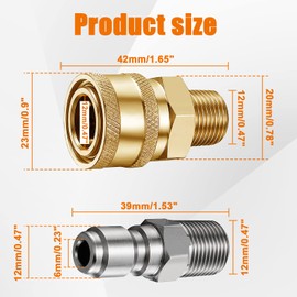 4 Pairs of NPT 1/4 Inch Pressure Washer Couplers Quick Connect Male Female Quick Connector Fittings Pressure Washer Adapters Pressure Washer Fittings, External Thread