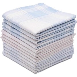 Soft cotton handkerchiefs for men with elegant pattern in assorted color 16 inches large hankies - Color: LightAssorted, Size: Default