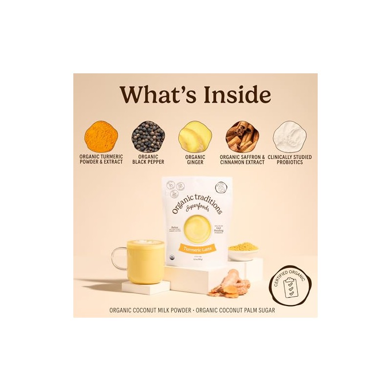 Organic Traditions Latte cúrcuma con probióticos y azafrán 5 3