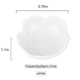WHJY White Cherry Blossom Dish Set, Cute Pink Ceramic Plates, Sauce/Seasoning Dish, Sushi Dishes, Soy Dipping Bowl, Dessert, Appetizer Plates, Serving Dish for Kitchen Home – Set of 5
