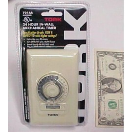Tork 24 Hour Mechanical In-Wall Timer 20A Tork 701AA, UL Listed 1350W Spec Grade 1 HP