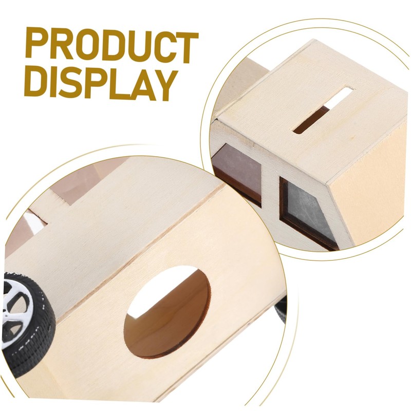 Abaodam 2PCS Unfinished Wooden Car Shaped Coin Bank DIY Craft