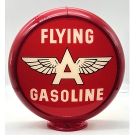 FLYING A GASOLINE "Red background" 13.5" Gas Pump Globe - SHIPS FULLY ASSEMBLED! - Red