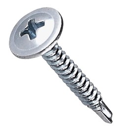 4.2 mm x 25 mm Flange Head Phillips Drilling Screws, Round-Head Screws Made of Galvanised Steel, Fine Cord, Flat Head Pozi Screws for Sheet Metal, Plasterboard and Wood (50 Pieces)