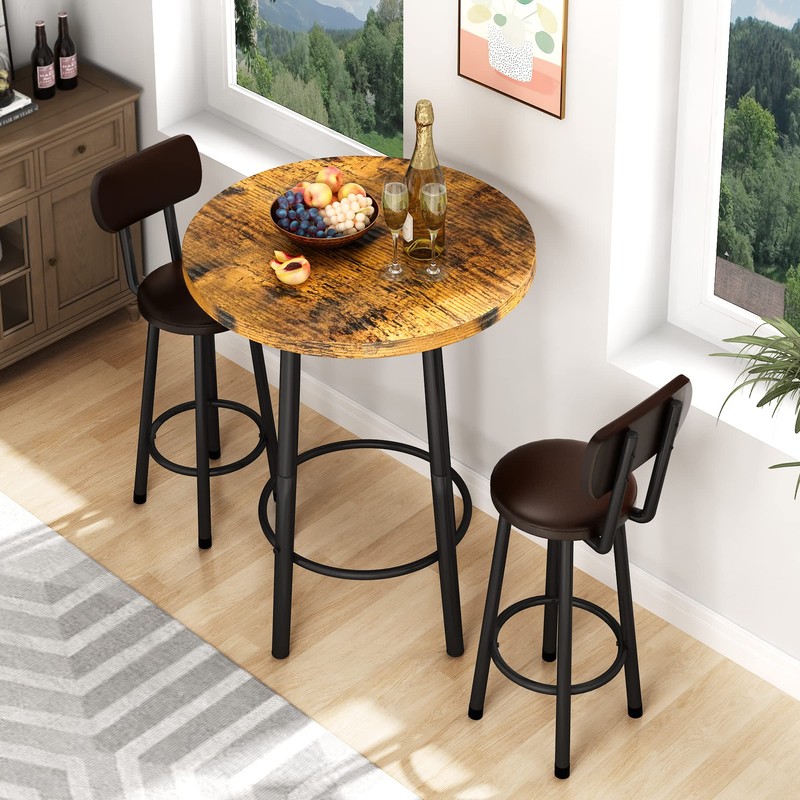 Recaceik 3 Piece Pub Dining Set, Modern Bar Table and