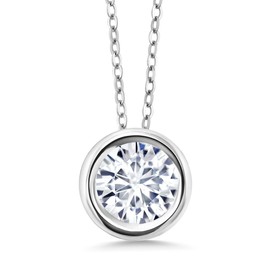 925 Sterling Silver Pendant Set Round Forever Classic 0. 0.80cttw Moissanite from Charles & Colvard