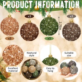 VioraWhite 12 Pcs Neutral Christmas Ball Ornaments Vintage Christmas Ornaments Farmhouse Xmas Tree Decor Shatterproof Plastic Hanging Pearl Balls for Xmas Festival Holiday Party Decor(Neutral)