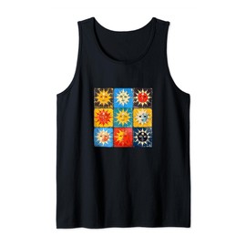 Vintage Sun Faces Art 70s Art Aesthetic Celestial Graphic Tank Top