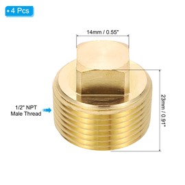 PATIKIL 3/4" NPT Male Brass Square Plug Fittings, Brass Cored Plug with Square Head Pipe Fittings Tubing End Sealing Cap for Boat, Drain Plug, Gas, Fuel Line