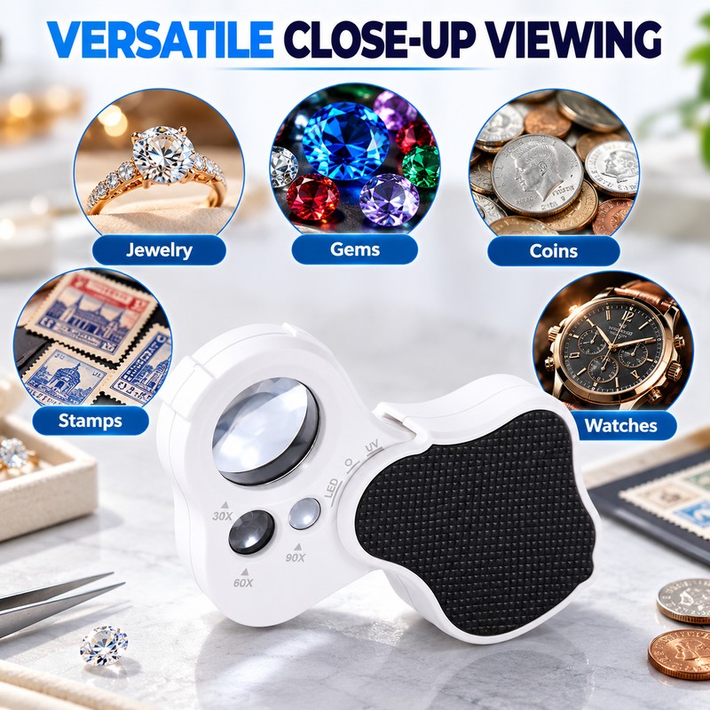 Illuminated Jewelry Loupe for Detail Inspection – 30X 60X 90X