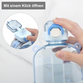 APOMOONS 750 ml Flat Water Bottles, BPA-Free Leak-Proof Sports Bottle Made of Tritan Sports Bottle Water Bottle with Time Marking and Carry Strap for Sports, Travel, Fitness and Outdoor Use