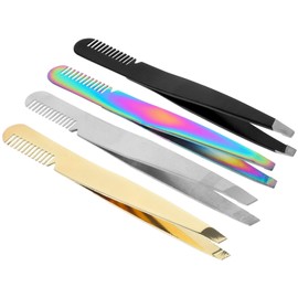 FOMIYES 4pcs Tweezer hair plucker plucking eyebrows brow remover tools grooming kit for men lash tools for eyelash extensions kit para pestañas suit for men Miss pointy wig Stainless steel