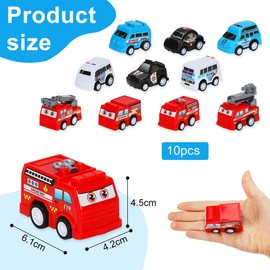 Cadimus Pull Back Toy Cars, 10 Pieces Aauto Children's Toy from 1 2 3 4 Years, Toys for Mini Police Cars, Toys for Mini Fire Engines, Toy Car for Toddlers, Boys Toy