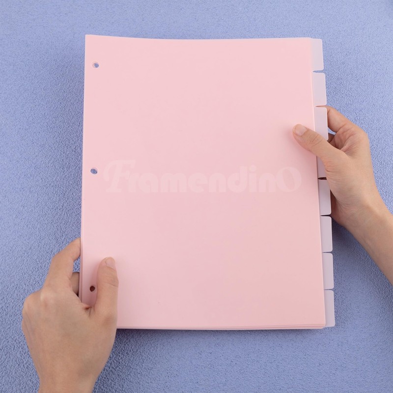 Framendino, Pink 3 Ring Binder Dividers with 8 Tabs, Plastic