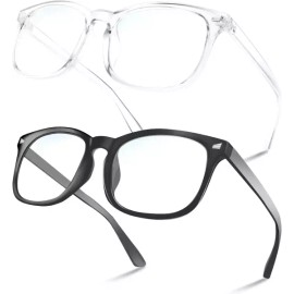 NZKNP 여성용 및 남성용 NZKNP 블루 라이트 글래스 - 프로텍션 페이크 [2pack-black and Leopard Print] Women's and Men's NZKNP Blue Light Glasses - Protection Fake [2pack-black and Leopard Print]