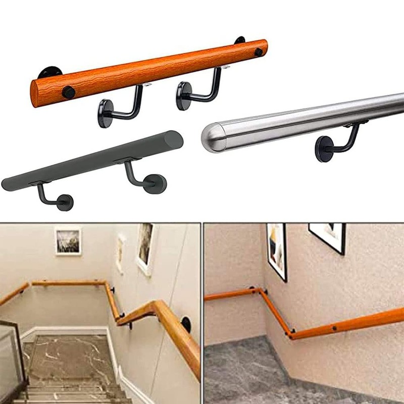 4 Pieces Handrail Brackets, Wall Mount Wooden Railing, Stair Railing