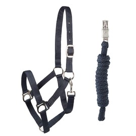 PFIFF 102931 Halter and Rope Set, Plastic Halter Lead Rope, Dark Blue Pony