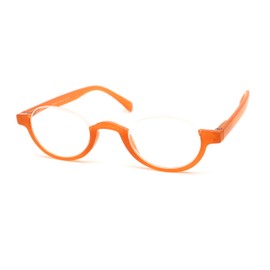 SA106 Bottom Half Plastic Rim Round Oval Powered Reading Glasses Peach +2.25