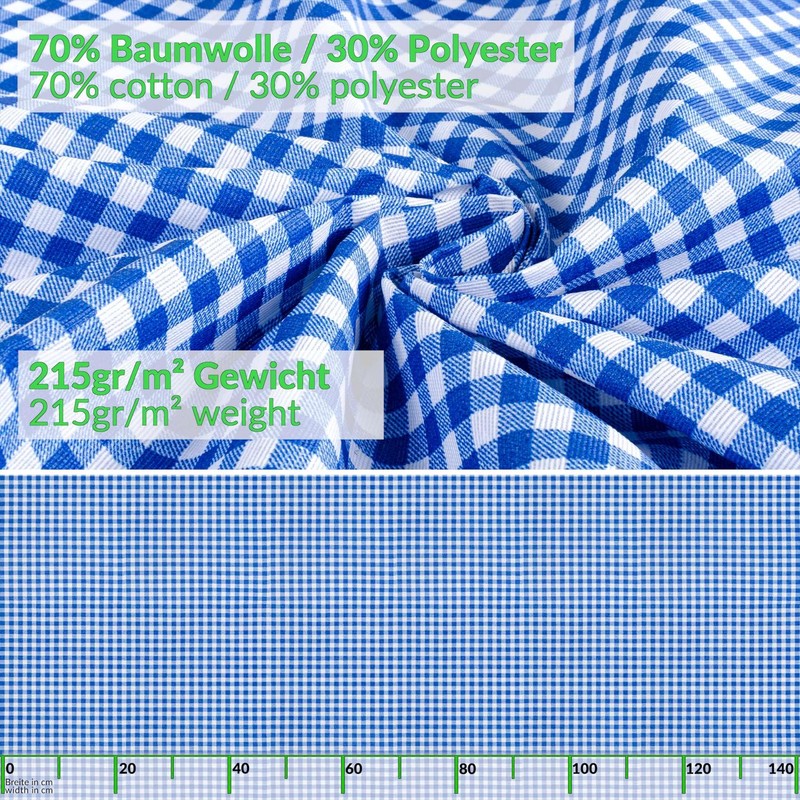 Fabric Tablecloth Washable Table Linen Tablecloth Cotton Polyester Vichy Blue