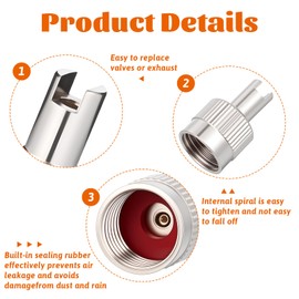 10pcs Metal Tire Valve Stem Caps Slotted Slot Valves Caps with Valve Core Remover Tire Valves Air Dust Cover with O Rubber Ring Universal Tires Stem Covers for Cars SUV Trucks Bikes Motorcycles