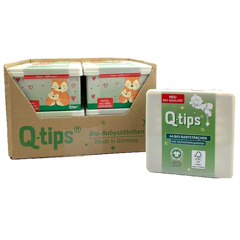 Q-tips Organic Baby Cotton Buds in Practical Cube Box Value