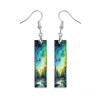 Twisted R Design Earrings, Aurora Borealis Print Wood Bar Printed