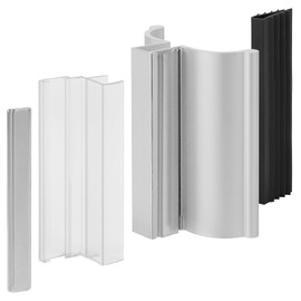 U Channel Door Frame with Clear Polycarbonate & Magnet for 1/8" 3/8" 5/32" 3/16" 1/4" Thick Glass Shower Door, Frame&Frameless Shower Door, 3" Chrome Frameless Shower Door Handle with Metal Strike