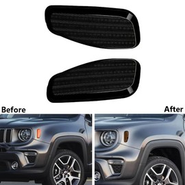 KACEPAR Front Side Marker Light Amber Solid Light, LED Front Fender Bumper Side Marker Turn Singal Light, 2014-2021 Compatible with Jeep Renegade - Clear Lens