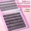 Lash Clusters 200PCS Individual Cluster Lashes 10-16mm D Curl Super