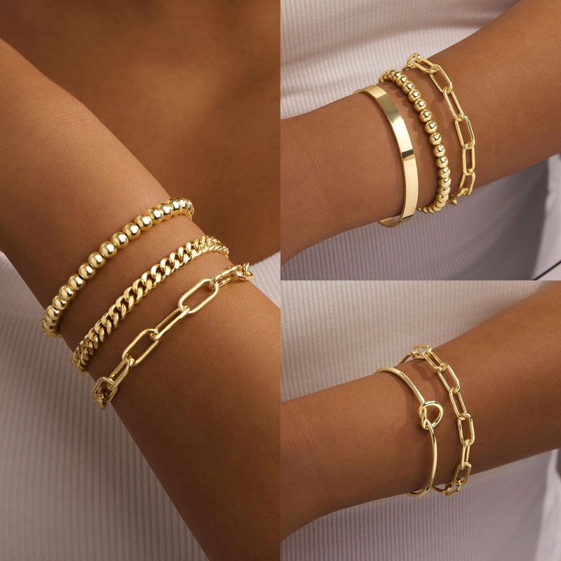 Gokeey Gold Bracelets for Women Non Tarnish Waterproof 14K Real