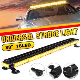 78 LED Emergency Traffic Advisor Double Side Warning Strobe Light Bar Amber