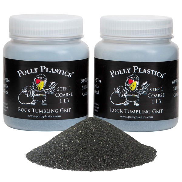 Polly Plastics Rock Tumbler Media Grit Refill, Coarse 60/90 Silicon Carbide Grit, Stage 1 for Tumbling Stones (2 Pack) (2 lb.)
