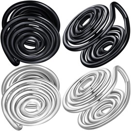 MARSALIA 12MM 15MM Pressure Earrings for Keloids, Keloid Earrings Pressure Clip On Earring, Ear Cuff, Stainless Steel Spiral Non-pierced Earrings (12MM,Silver&Black)