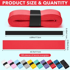 Jadive 100 Pcs Tennis Racket Grip Tape Anti Slip Tennis Overgrips PU Absorbent Badminton Grip Tape for Badminton Racquet Fishing Rods(Vibrant Colors)