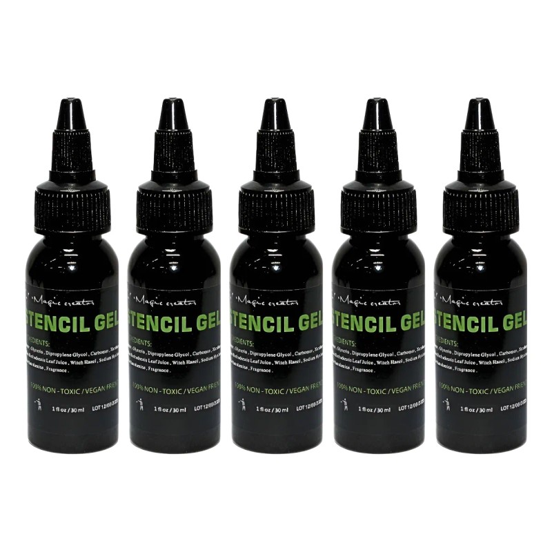 Kit Gel Hectografico Pega Stencil Para Tatuaje 5pzs Transfer