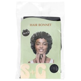 Black Satin Sleep Cap for Hair Protection, Adjustable Size