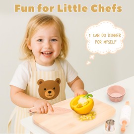 Wooden Kids Safe Knife Baking Set for Real Cooking Toddler Montessori Kitchen Tools, Cooking and Baking for Kids Little Chefs