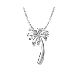 Silver Smile - 925 Solid Sterling Silver Tropical Palm Tree Diamond Pendant Necklace| Eye-Catching Pendant in Multicolour Gemstone, Ideal Gift for Birthdays and Anniversary For Her