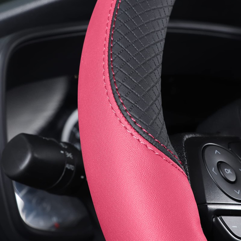 Follicomfy Auto Car Leather Steering Wheel Cover Anti Slip Wrap