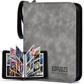 Sammelkarten Album, Karten Sammelalbum mit Reißverschluss, 400 Taschen Wasserdicht Sammelalbum, Geschenk für Kinder und Erwachsen, Grau (400 Taschen)