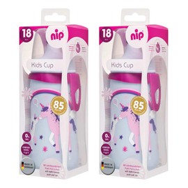 NIP Toddler Drinking Cup 18 Months+ Sports Cup Non-Spill Cup, Pack of 2 Items for Girls, Made in Germany