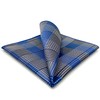 S&W SHLAX&WING Silk Pocket Square, Checked, Blue, Extra Large, Formal