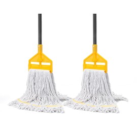 KeFanta 2 Pack Commercial Mop Heavy Duty Industrial Mops,60 inch Long Handle with Looped-End String Cotton Wet Mop Head Replacement for House,Kitchen,Laminate,Tile,Vinyl,Hardwood Floor Cleaning