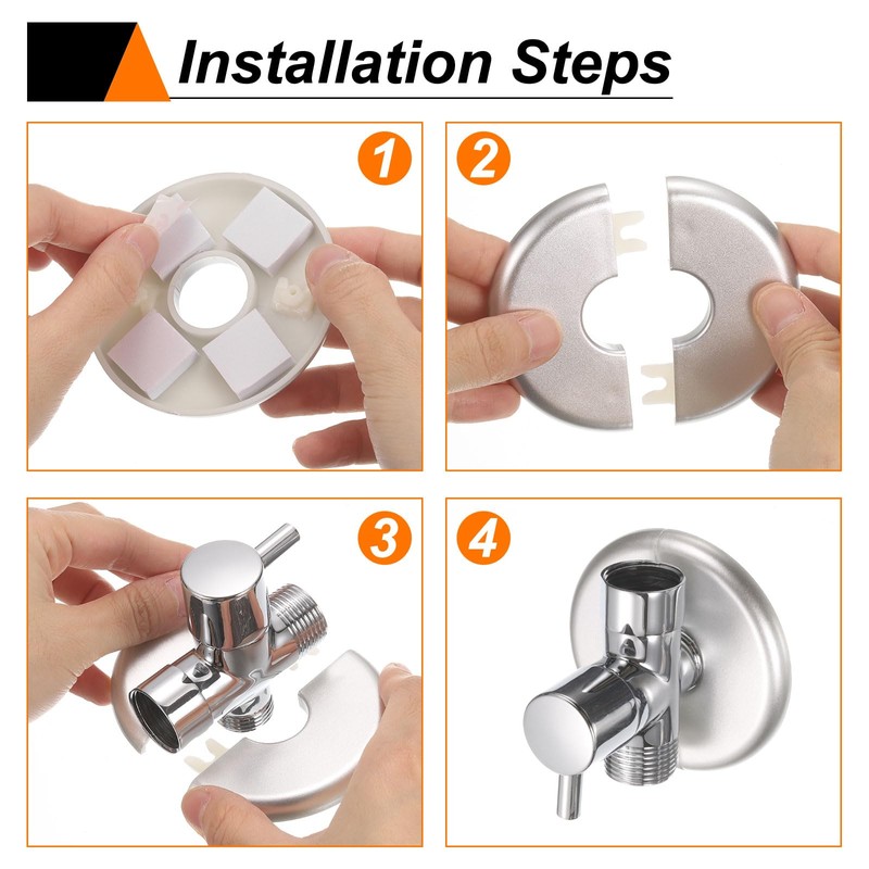 HARFINGTON 2pcs Wall Split Flange 51mm/2" Self-Adhesive Plumbing Cover Plates