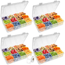 4 Pack Snackle Box - Reusable Divided Snack Container Box,Snack Solution, Food Storage Container for Kids, School,Travel|Removable Dividers,Arts &Crafts,Beads,Dishwasher Safe,BPA-Free,12 Compartments