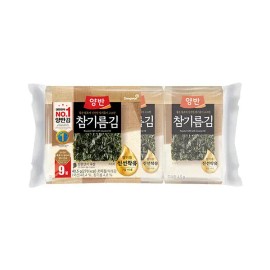 YangbanGim Roasted Laver with Sesame Oil 140g (9 Sheets*9 Packs) - YangbanGim Roasted Laver with Sesame Oil [9 Packs(9 Sheets)] 140g